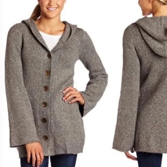 PrAna Longline Knit Hooded Gray Cardigan Size M - Picture 1 of 7